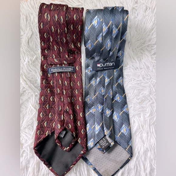 100% Silk Necktie DUO- Puritan steel gray & Harold Powell cranberry both Vintage - Picture 9 of 11